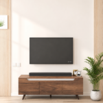 Zorella Wooden TV Console with Spacious Cabinet and Display Shelves
