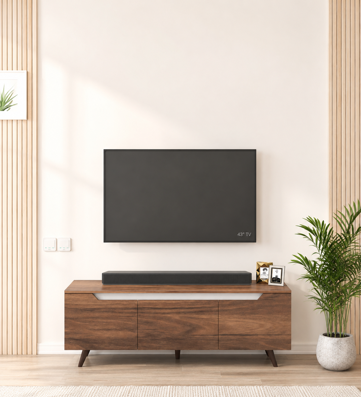 Zorella Wooden TV Console with Spacious Cabinet and Display Shelves (1) Zorella Wooden TV Console with Spacious Cabinet and Display Shelves - Image 1