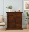 Aura Luxe Collection Bar Cabinet with LED Lighting in Deep Wenge Finish