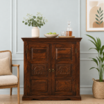 Aura Luxe Collection Bar Cabinet with LED Lighting in Deep Wenge Finish