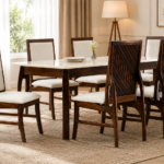 Castellan Sheesham Wood 6 Seater Dining Set In Scratch Resistant Walnut Brown Finish With Bench