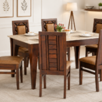 Forestwood Solid Wood 6 Seater Dining Set In Natural Walnut Finish With Bench