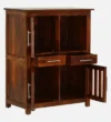Kael Designer Bar Cabinet with Brass Handles in Wenge Finish - Image 3