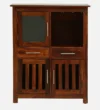 Kael Designer Bar Cabinet with Brass Handles in Wenge Finish - Image 5