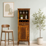 Kiro Artisan Craft Bar Cabinet with Wine Storage in Wenge Finish