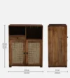 Noor Handcrafted Sheesham Wood Bar Cabinet with Mirror Panel in Wenge Finish - Image 3