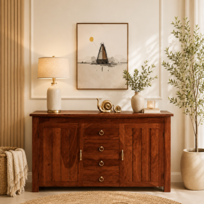 Reyo Handcrafted Solid Wood Multipurpose Cabinet in Dark Wenge Finish
