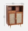 Saki Solid Wood Bar Cabinet with Wine Rack & Glass Storage in Wenge Finish - Image 3