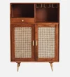 Saki Solid Wood Bar Cabinet with Wine Rack & Glass Storage in Wenge Finish - Image 4