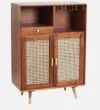 Saki Solid Wood Bar Cabinet with Wine Rack & Glass Storage in Wenge Finish - Image 5