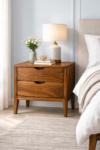 Saki Solid Wood Bedside Table with Drawer & Open Shelf in Wenge Finish