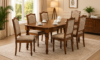 Timberline Sheesham Wood 6 Seater Dining Set In Natural Rustic Brown Finish With Bench
