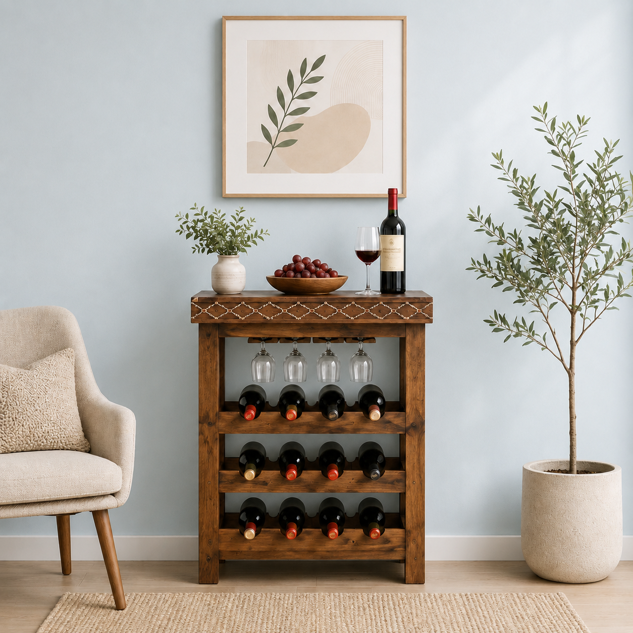 Vero Minimalist Bar Cabinet with Open Display Shelf in Wenge Finish (1) Vero Minimalist Bar Cabinet with Open Display Shelf in Wenge Finish - Image 1