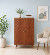 Zeno Modern Bar Cum Storage Cabinet with Glass Doors in Wenge Finish