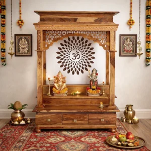 Ritvik Elegant Sheesham Wood Pooja Mandir with Doors