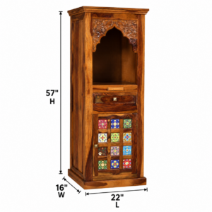 Tanvika Classic Wooden Pooja Ghar with Drawer Storage - Image 6