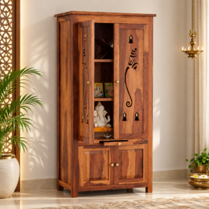 Vihaan Premium Sheesham Wood Mandir with Carved Details