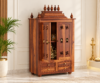 Vihaan Traditional Wooden Home Temple with Drawer Storage