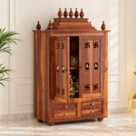 Vihaan Traditional Wooden Home Temple with Drawer Storage